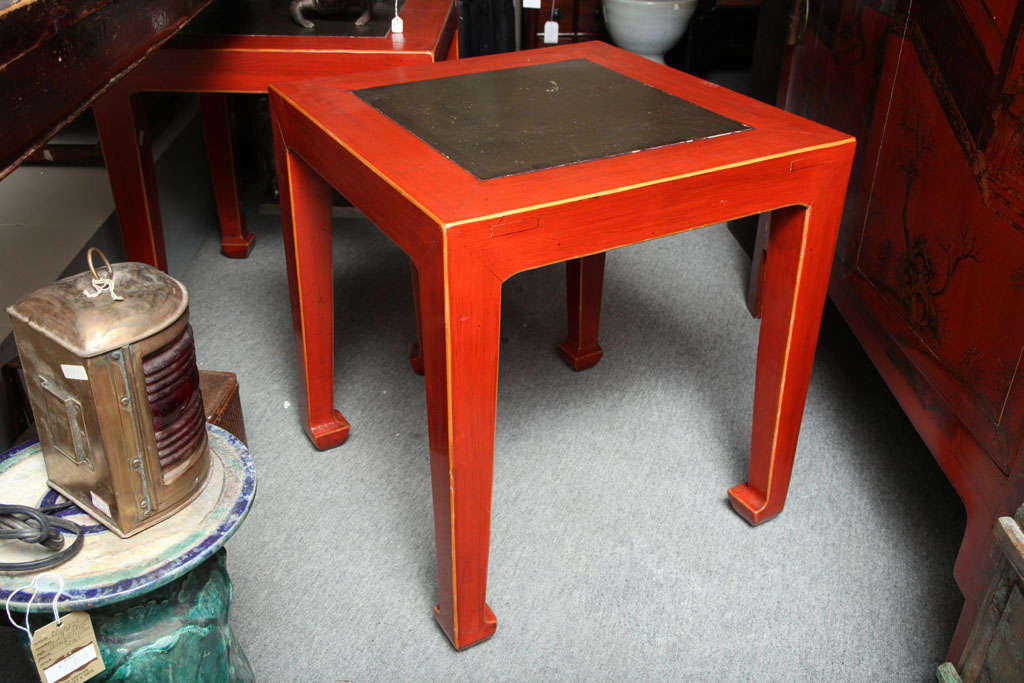 Pair of Red Lacquer Side Tables