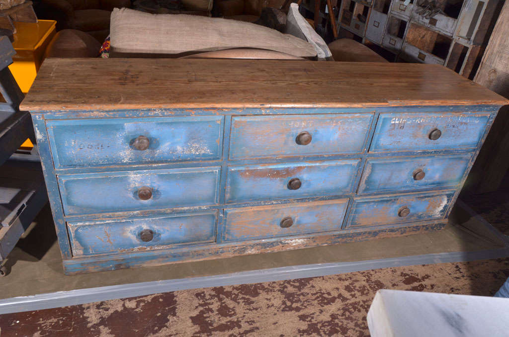 American Blue Apothecary Counter For Sale