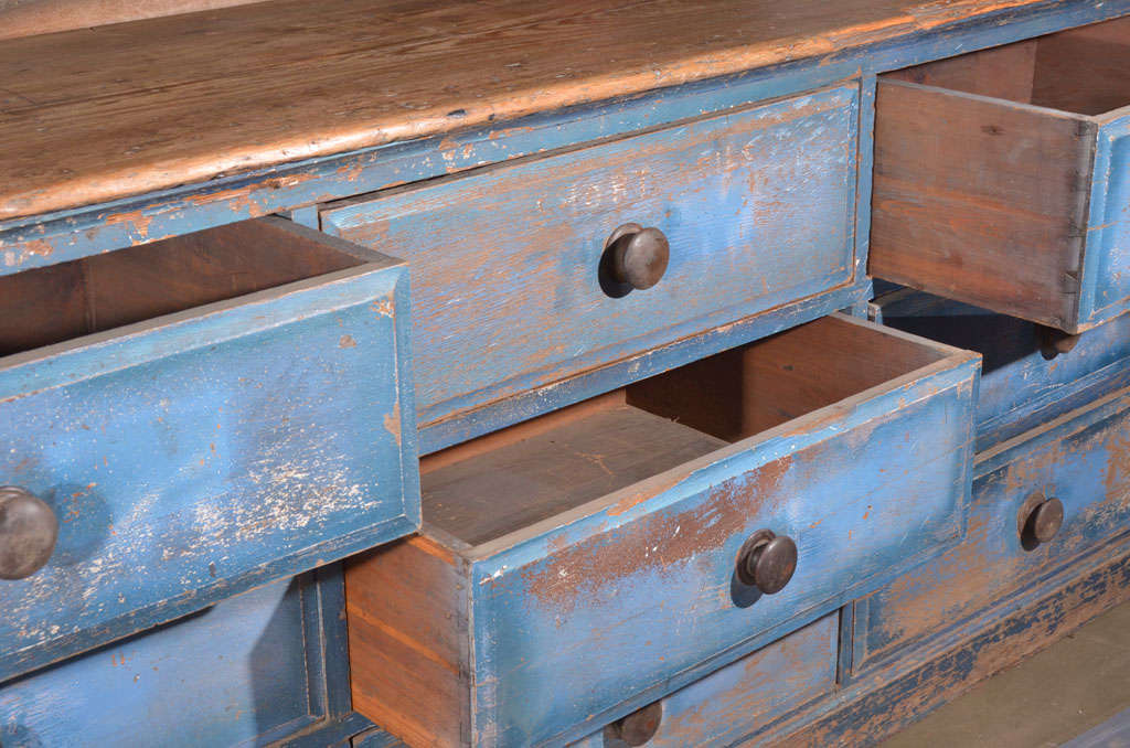 19th Century Blue Apothecary Counter For Sale