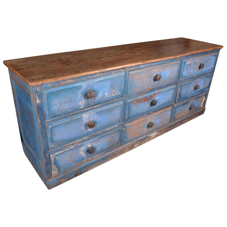 Blue Apothecary Counter For Sale