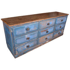 Antique Blue Apothecary Counter