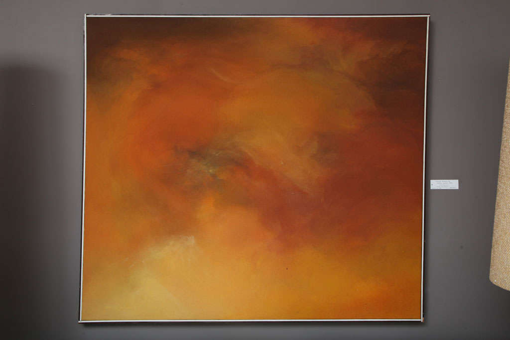 Excellent use of shade and color - this 1977 etheral abstract image reminiscent of storm clouds. Great in scale and simple original frame.