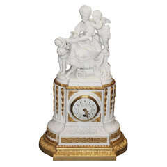 Antique French Sevres Bisque Clock