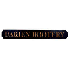 Vintage Large "Darien Bootery" Wooden Signboard