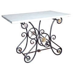 French iron and marble presentation table, c. 1930