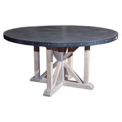 Belgian limed oak round table with zinc top