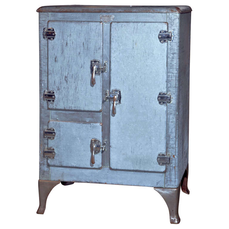 Industrial metal clad ice box, c. 1920-30