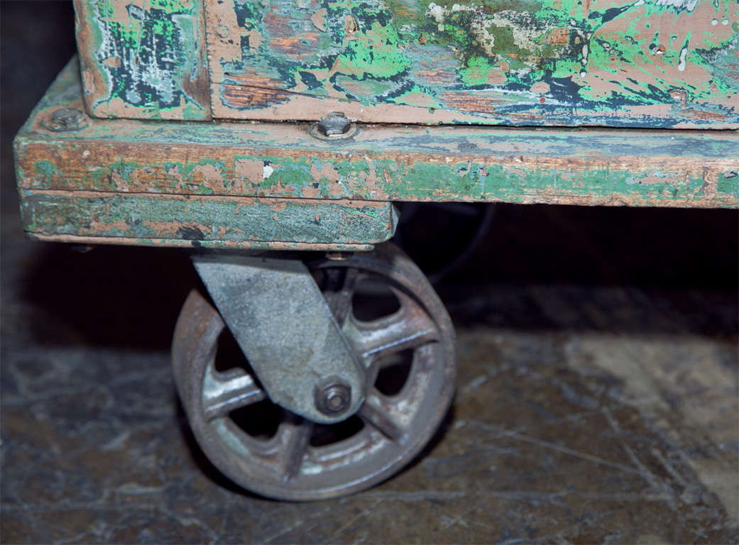 American industrial factory cart, c. 1900, in original paint