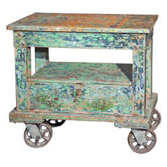 Antique American industrial factory cart, c. 1900, in original paint