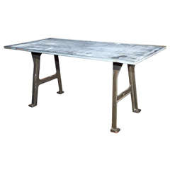 Industrial iron base/zinc top table
