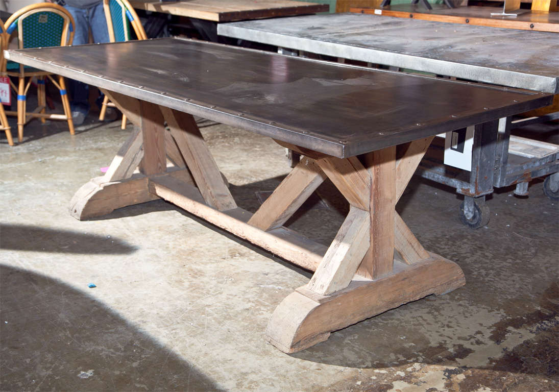 American Industrial style steel top dining table