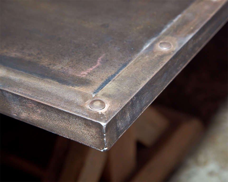 20th Century Industrial style steel top dining table