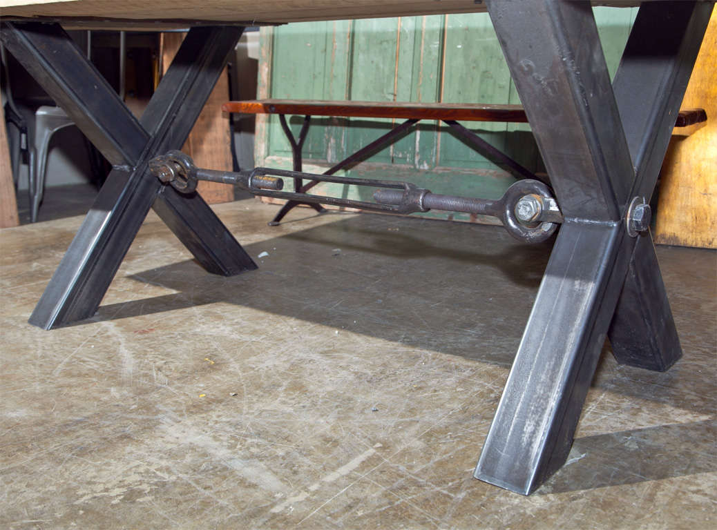 Industrial style steel base dining table 1