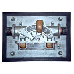 Wooden Gear/Valve Casing Mold Mounted on a Board, c. 1960