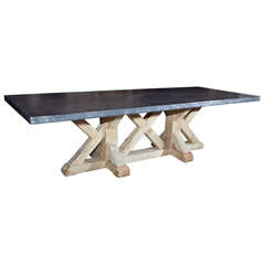 Belgian reclaimed pine base table with zinc top