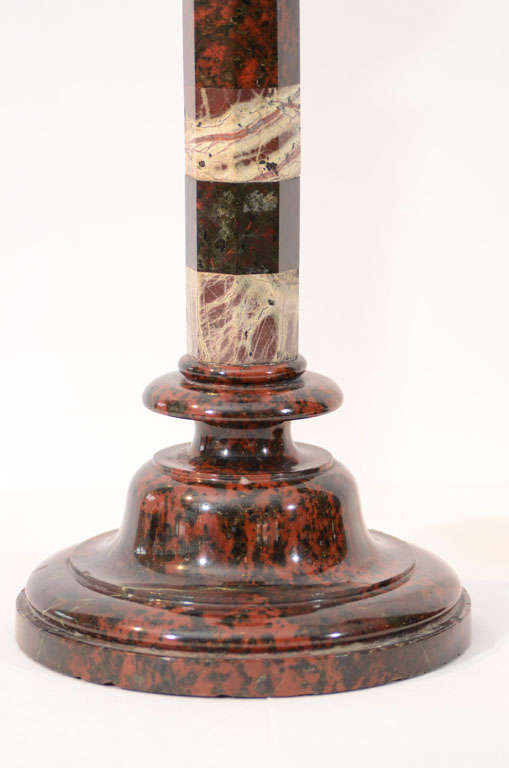 Pair of Antique Semi-Precious Stone Candlesticks In Fair Condition For Sale In New York, NY