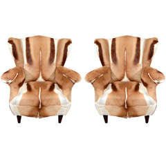 Pair of Italian Mid-Century Wing Chairs 6