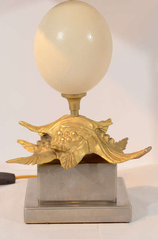 Pair of Charles Ostrich Egg Table Lamps For Sale at 1stdibs