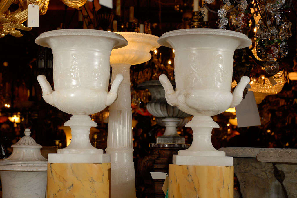 Louis XVI Pair of Pedestals with Urns For Sale