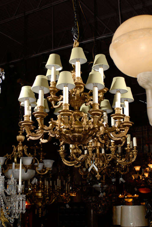 Very elegant two tiered gilt bronze Regence style chandelier