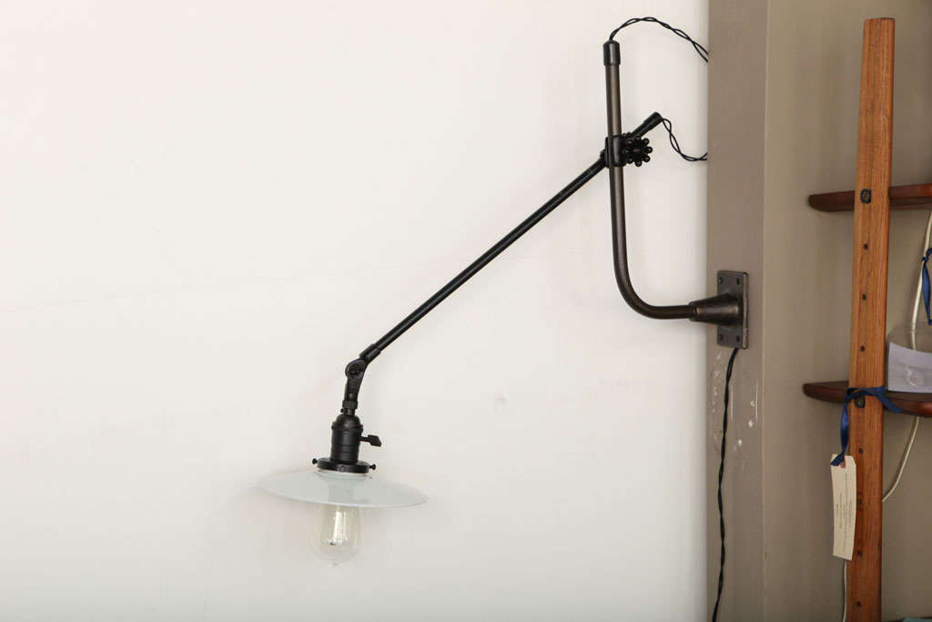 Vintage OC White Industrial Wall-Mount Swing-Arm Lamp 1