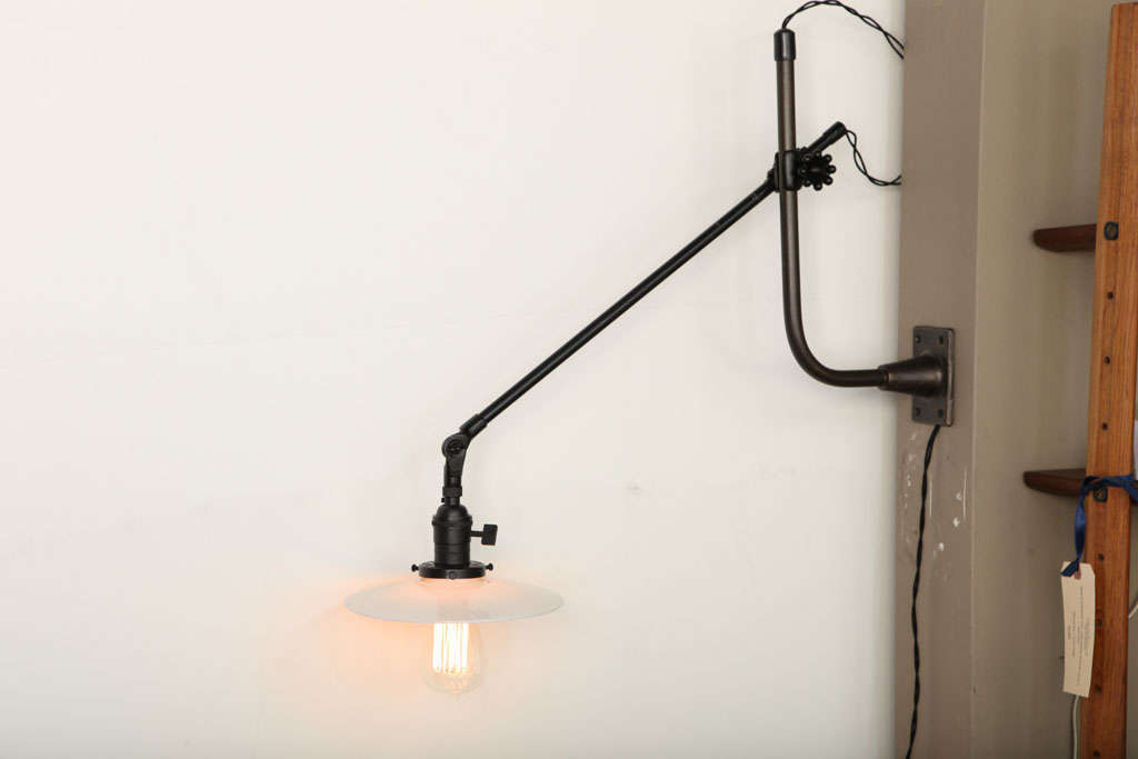 Vintage OC White Industrial Wall-Mount Swing-Arm Lamp 2