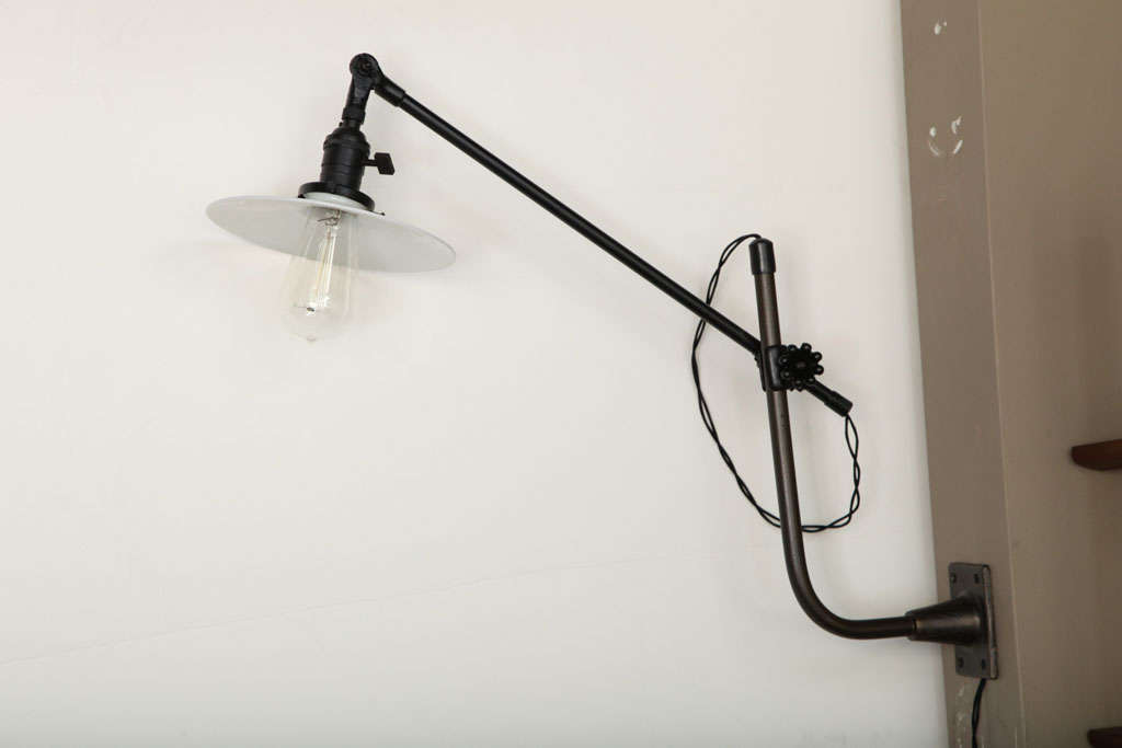 Vintage OC White Industrial WallMount SwingArm Lamp at 1stDibs industrial swing arm wall