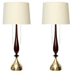 A Pair of 1950's Sculptural  Danish Modern Table Lamps