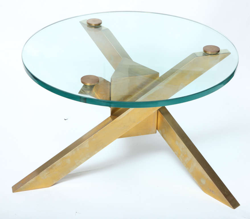 American A 1950's Architectural brass and glass Table