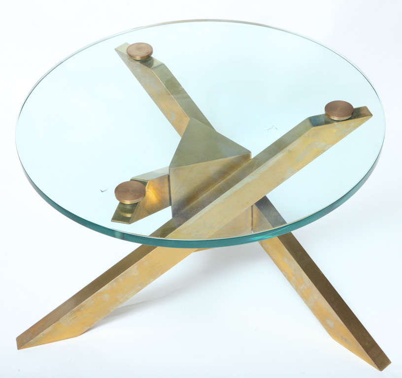 Mid-20th Century A 1950's Architectural brass and glass Table
