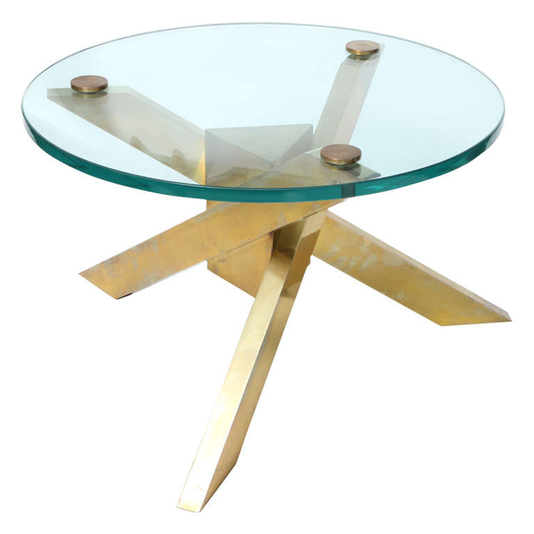 A 1950's Architectural brass and glass Table