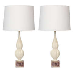 A Pair of Modernist 1950's Italian Marble Table Lamps