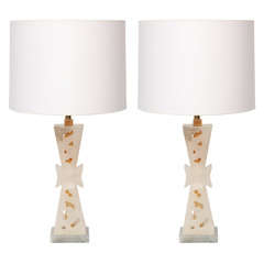 Pair of Italian 1950s Sculptural Alabaster Table Lamps 12