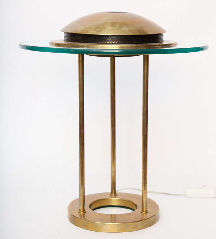 Polished Kovacs Table Lamps Mid Century Modern brass and glass 1980's