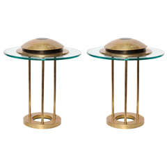 Kovacs Table Lamps Mid Century Modern brass and glass 1980's