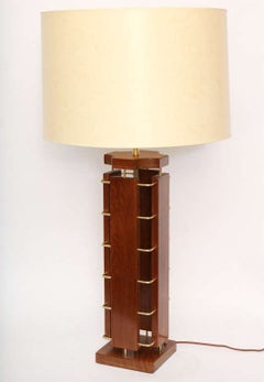 Lampe de table Mid Century Modern Architectural Modern wood and brass 1950's