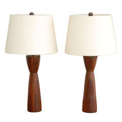 Pair of Vintage Wood Lamps