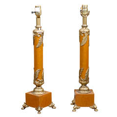 Pair of  Faux Bois Lamps