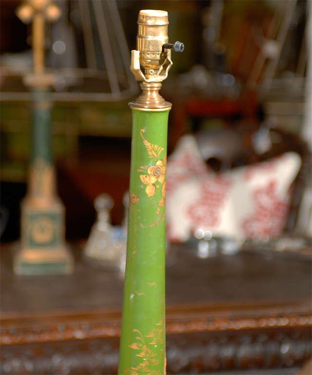 English Apple Green Chinoiserie Floor Lamp