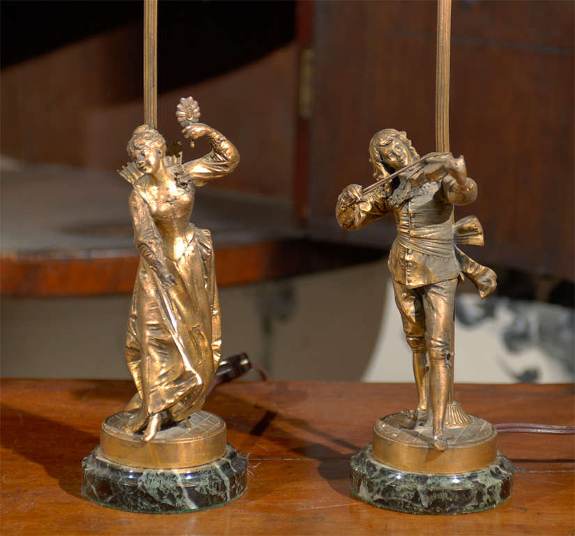 Pair of Figural Bronze Lamps