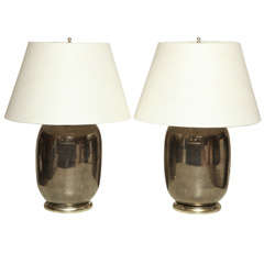Pair of Metal Shagreen Table Lamps