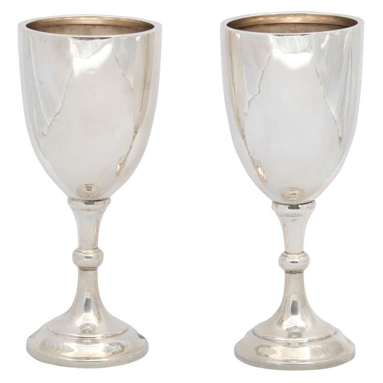 Pair of Sterling Silver Goblets at 1stDibs