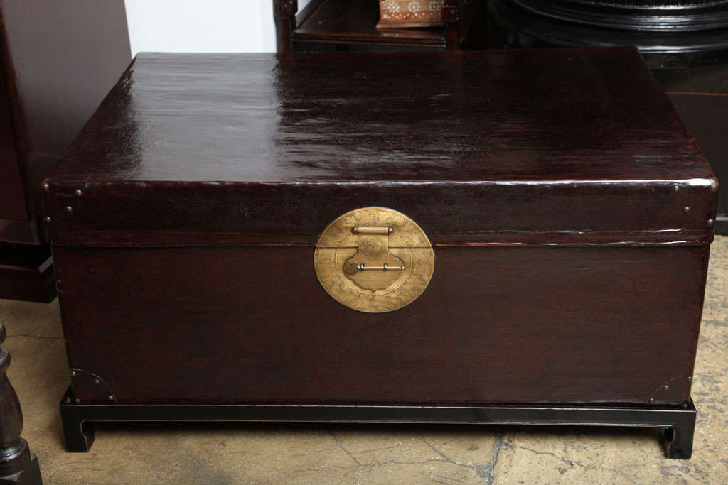Chinese Leather Trunk with Base