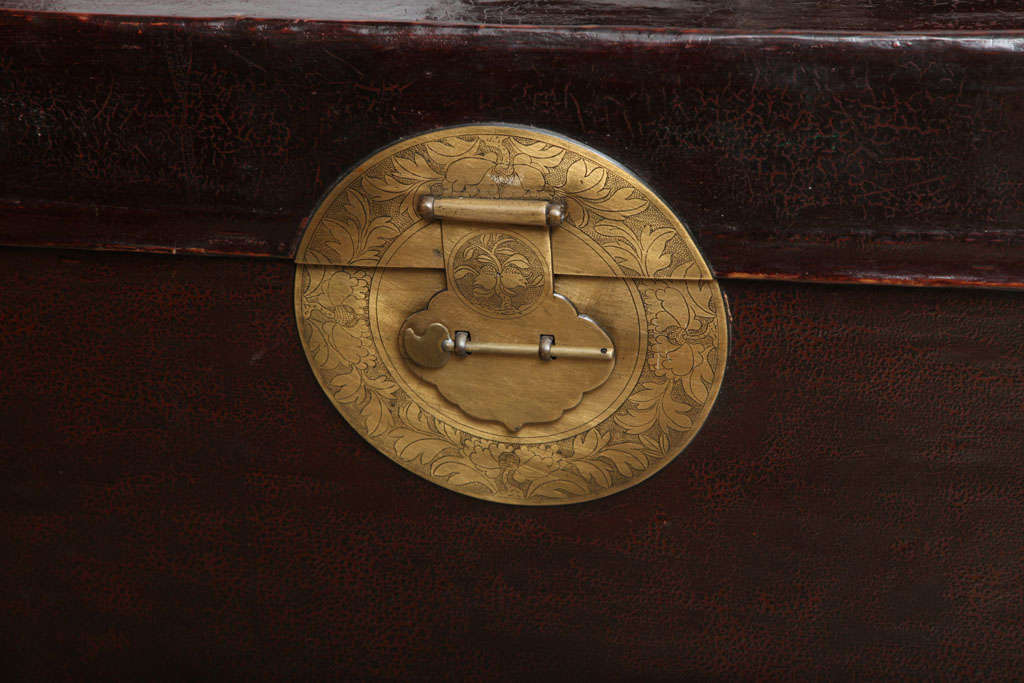 20th Century Leather Trunk with Base