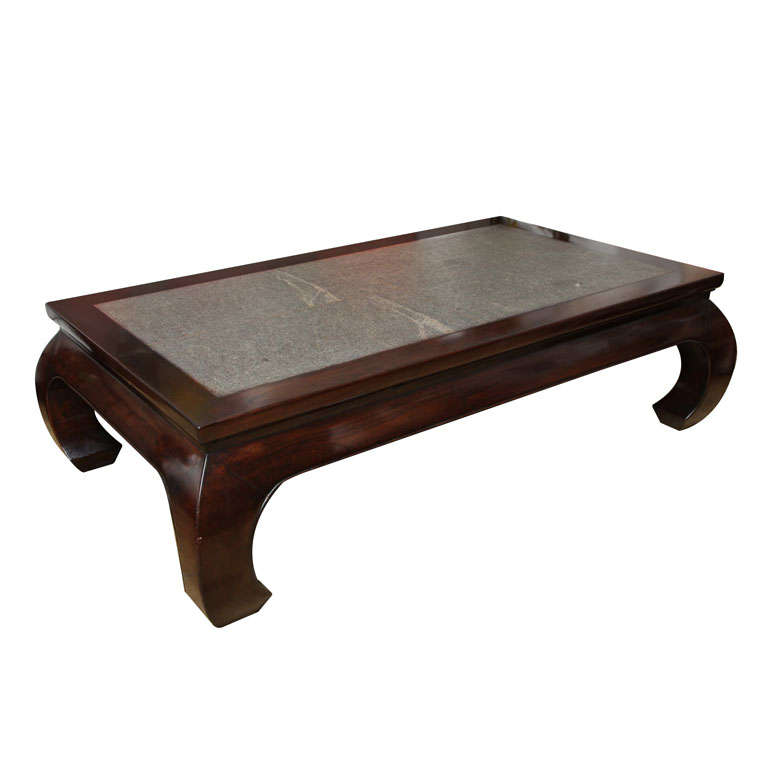 Bow Legged Coffee Table with Stone Inset Top at 1stDibs