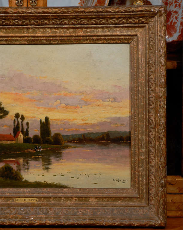 Framed Oil on Canvas Landscape Painting, Signed 