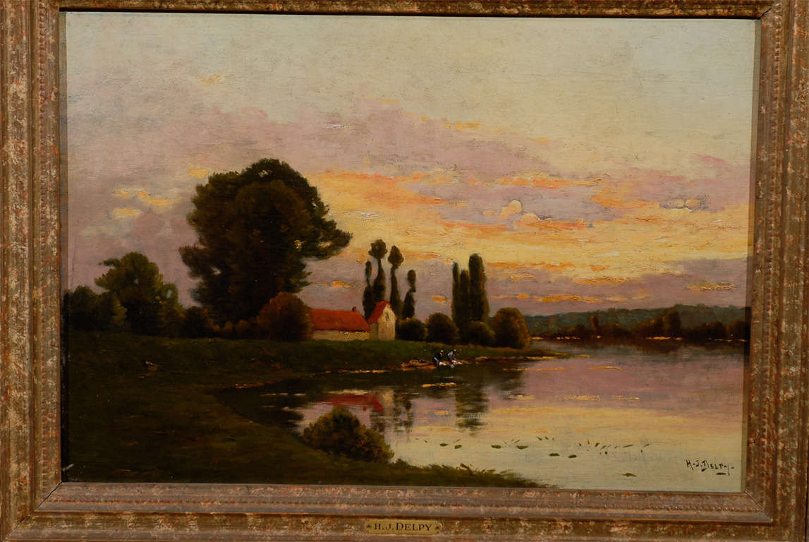 Framed Oil on Canvas Landscape Painting, Signed 