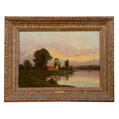 Framed Oil on Canvas Landscape Painting, Signed "HJ Delpy"