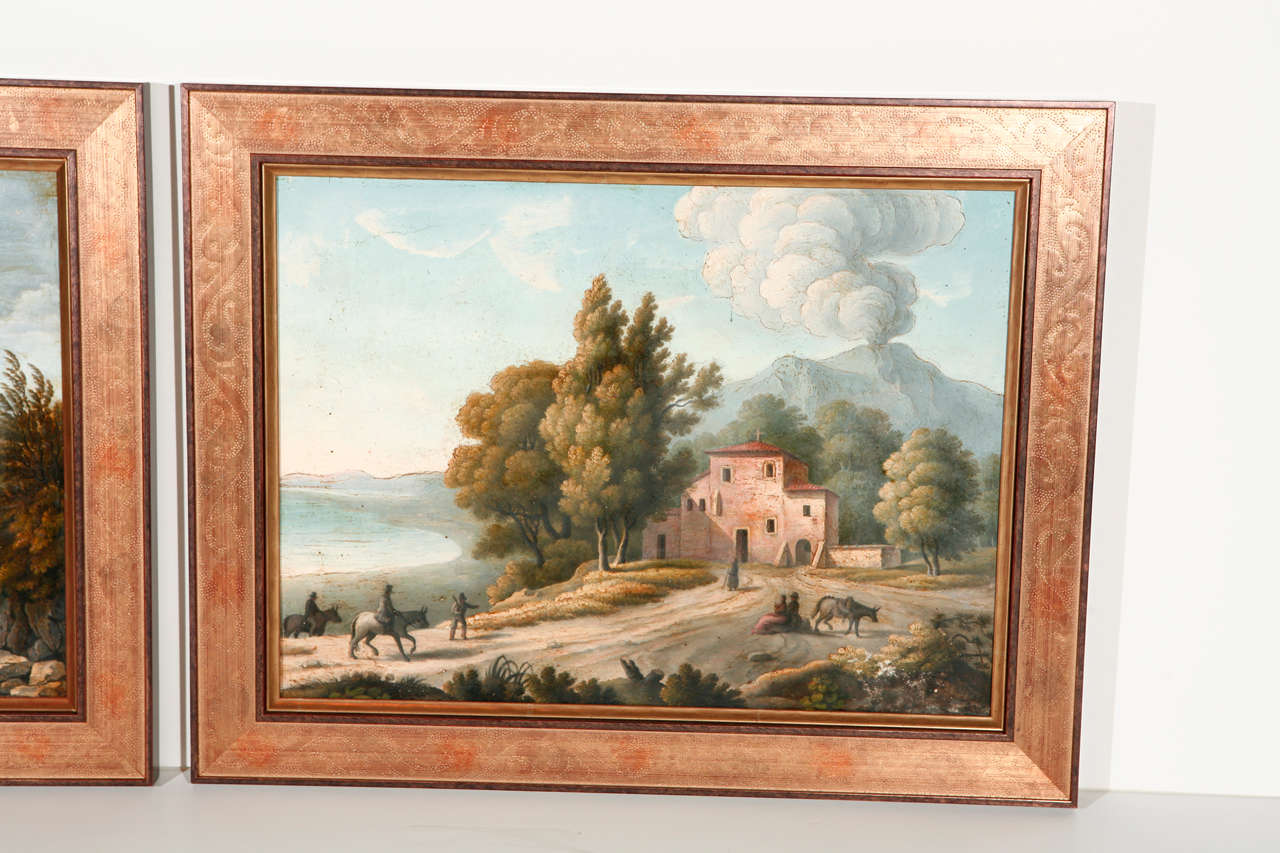 Pair of 19th Century Italian Landscape Paintings In Excellent Condition In Newport Beach, CA