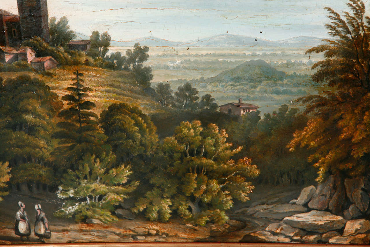 Pair of 19th Century Italian Landscape Paintings For Sale at 1stDibs